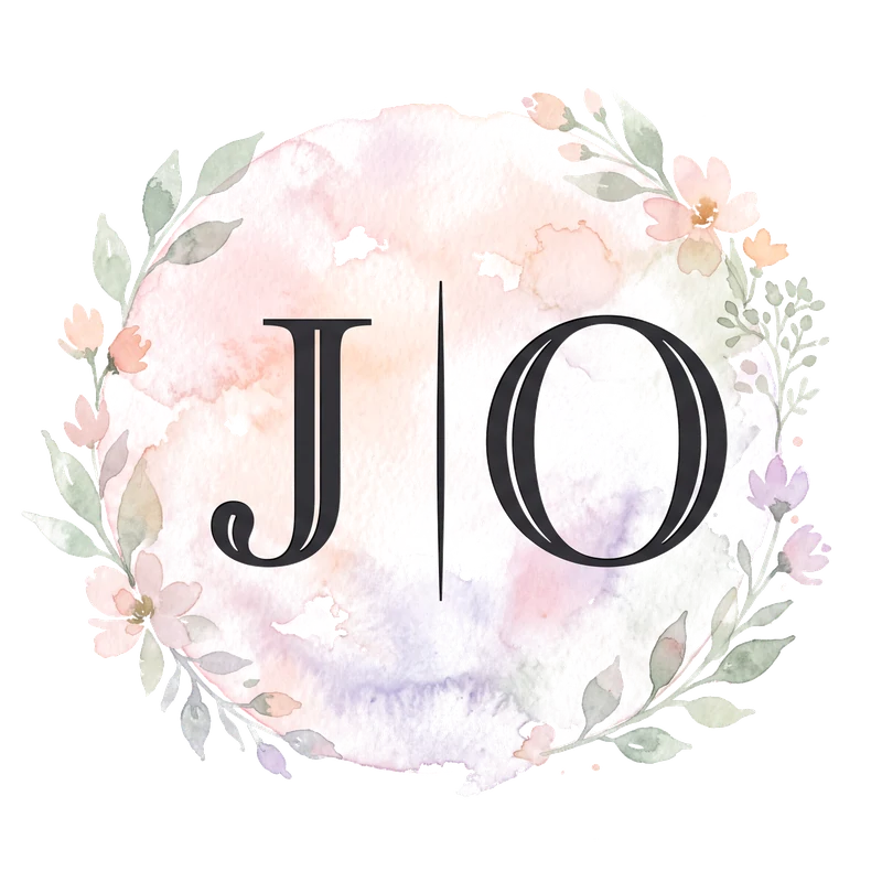 Monogramm J und O im Aquarellkranz